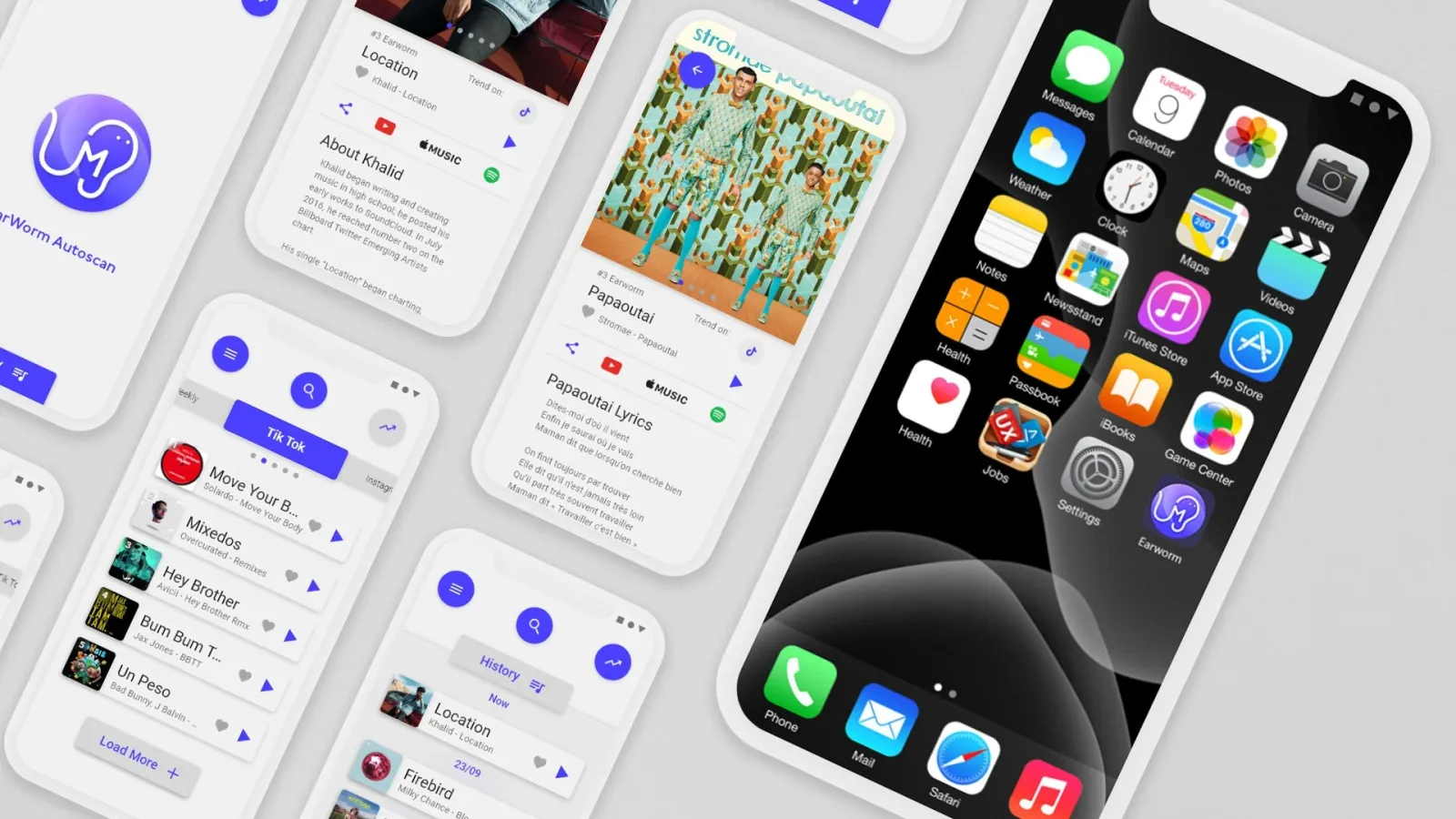Earworm app screens